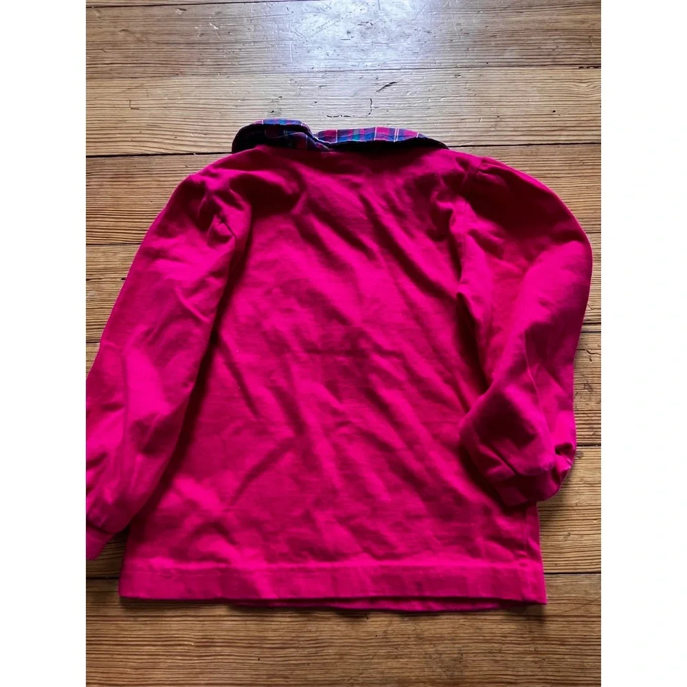 Vintage Baby OshKosh Magenta Pink Plaid Collar Long Sleeve Shirt 18 Months USA